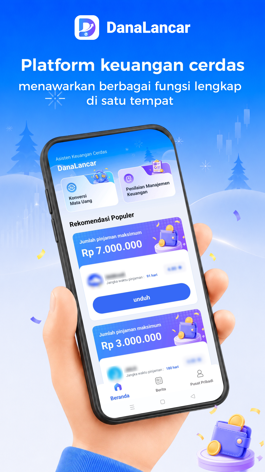 Antarmuka aplikasi DanaLancar di smartphone